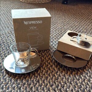 Nespresso Glass Espresso Cups with Saucers